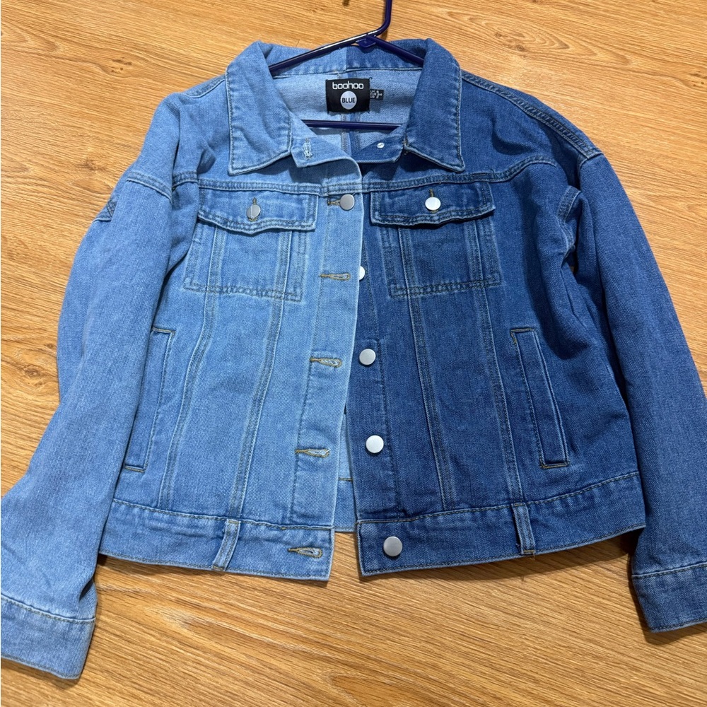 Boohoo Kids Denim Jacket in Light and Dark Blue